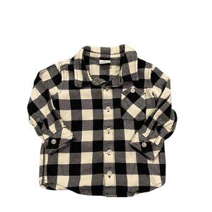 Hanna Andersson Black & Ivory Toddler Flannel Shirt - Size 85cm/2 - Like New!